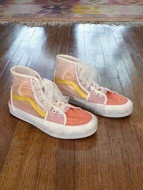 RARE Vans Sk8-Hi in pastel colorblock sheer organza, US size 8 W